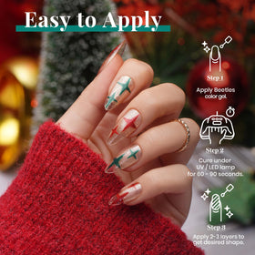 beetles Gel Nail Polish Set in use on nails with a festive design