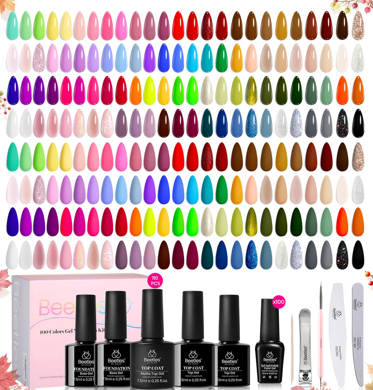 beetles Gel Nail Polish Set with 100 colours front view