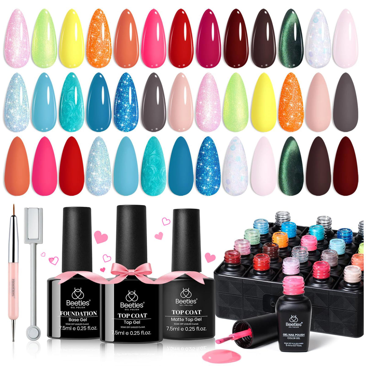 beetles Gel Nail Polish Set with 20 vibrant colours and accessories