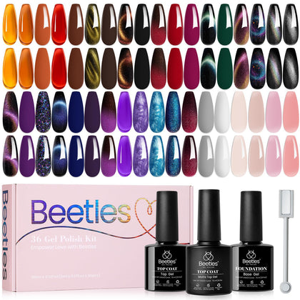 beetles Gel Nail Polish Set with 36 mini bottles and 3 top coats