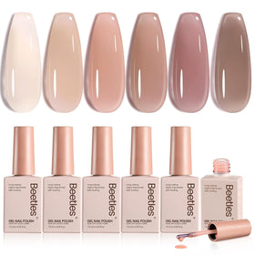 beetles Gel Nail Polish Set with 6 nude jelly gel colours