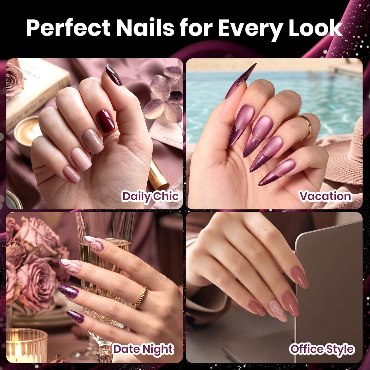 beetles Gel Nail Polish set with vibrant pink and purple shades