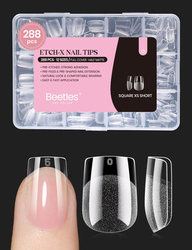 beetles Gel Nail Tips 288 pcs extra short square tips front view