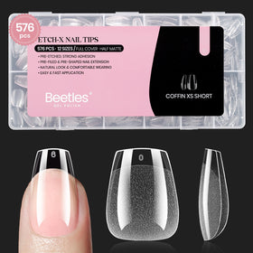 beetles Gel Nail Tips 576 pcs extra short coffin nails front view