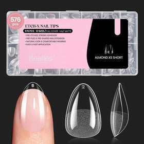 Beetles Gel Nail Tips 576Pcs extra short almond nails front view