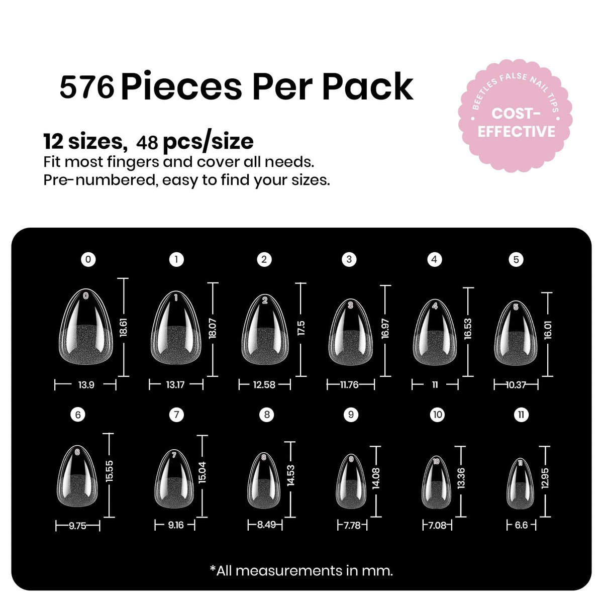 Beetles Gel Nail Tips 576Pcs set display