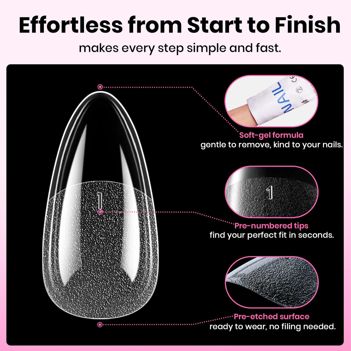 beetles Gel Nail Tips Almond tips in use