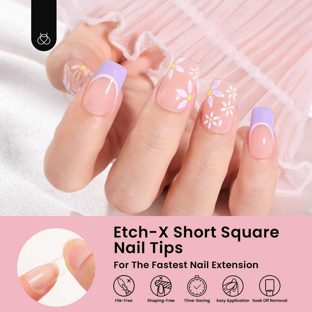 beetles Gel Nail Tips Etch-X finished nails with design