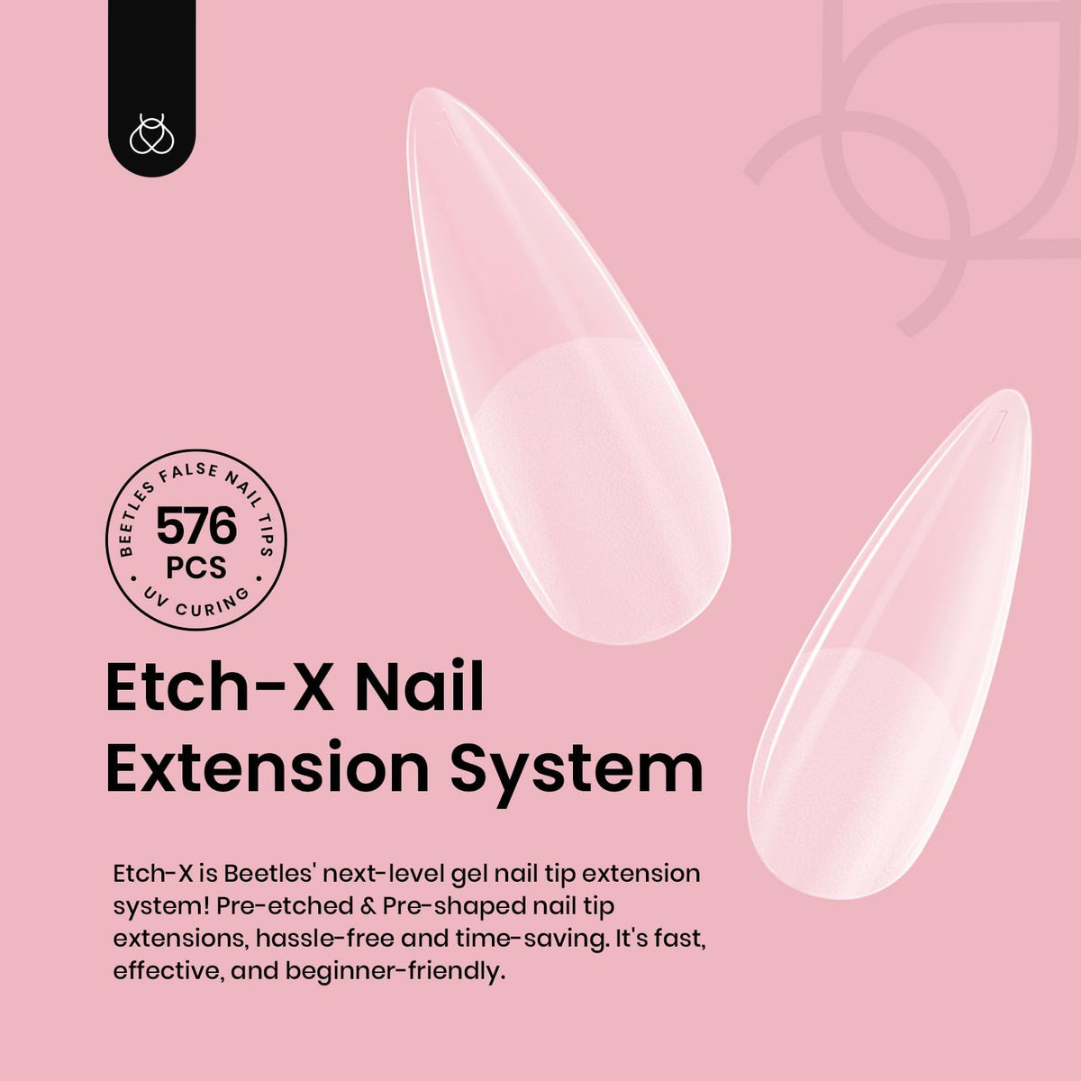 beetles Gel Nail Tips Etch-X showing various sizes