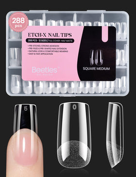 beetles Gel Nail Tips Etch-X square medium tips front view