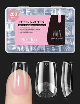 beetles Gel Nail Tips Etch-X square short 288Pcs front view