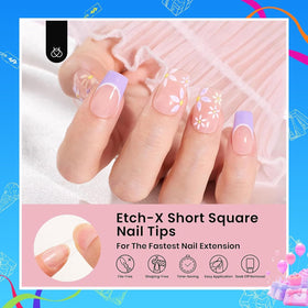 beetles Gel Nail Tips Etch-X square short 288Pcs packaging