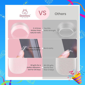 beetles Gel Nail Tips Etch-X square short close-up of tips