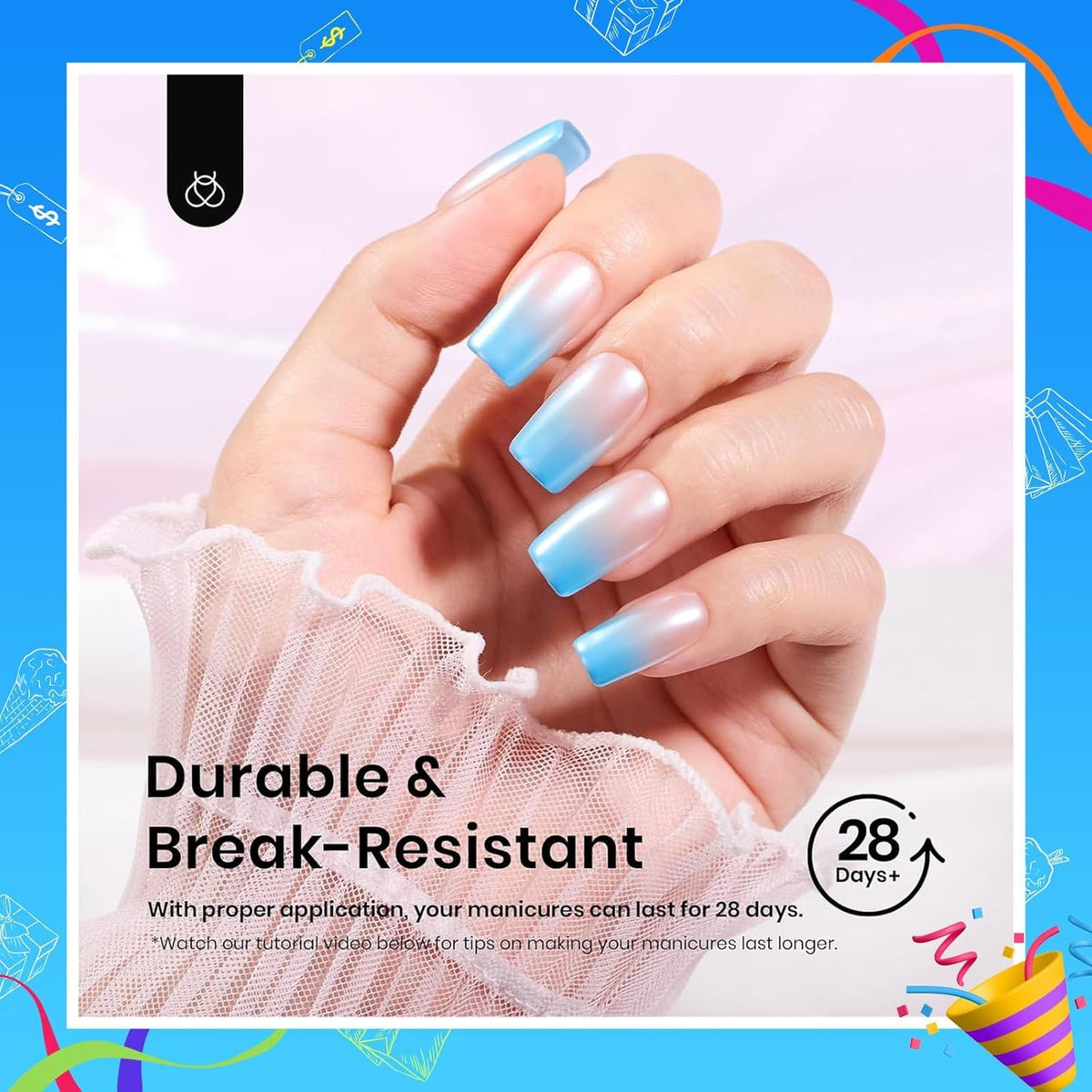 beetles Gel Nail Tips Etch-X square short in nail art setup