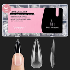 beetles Gel Nail Tips Etch-X Stiletto Medium 576Pcs front view