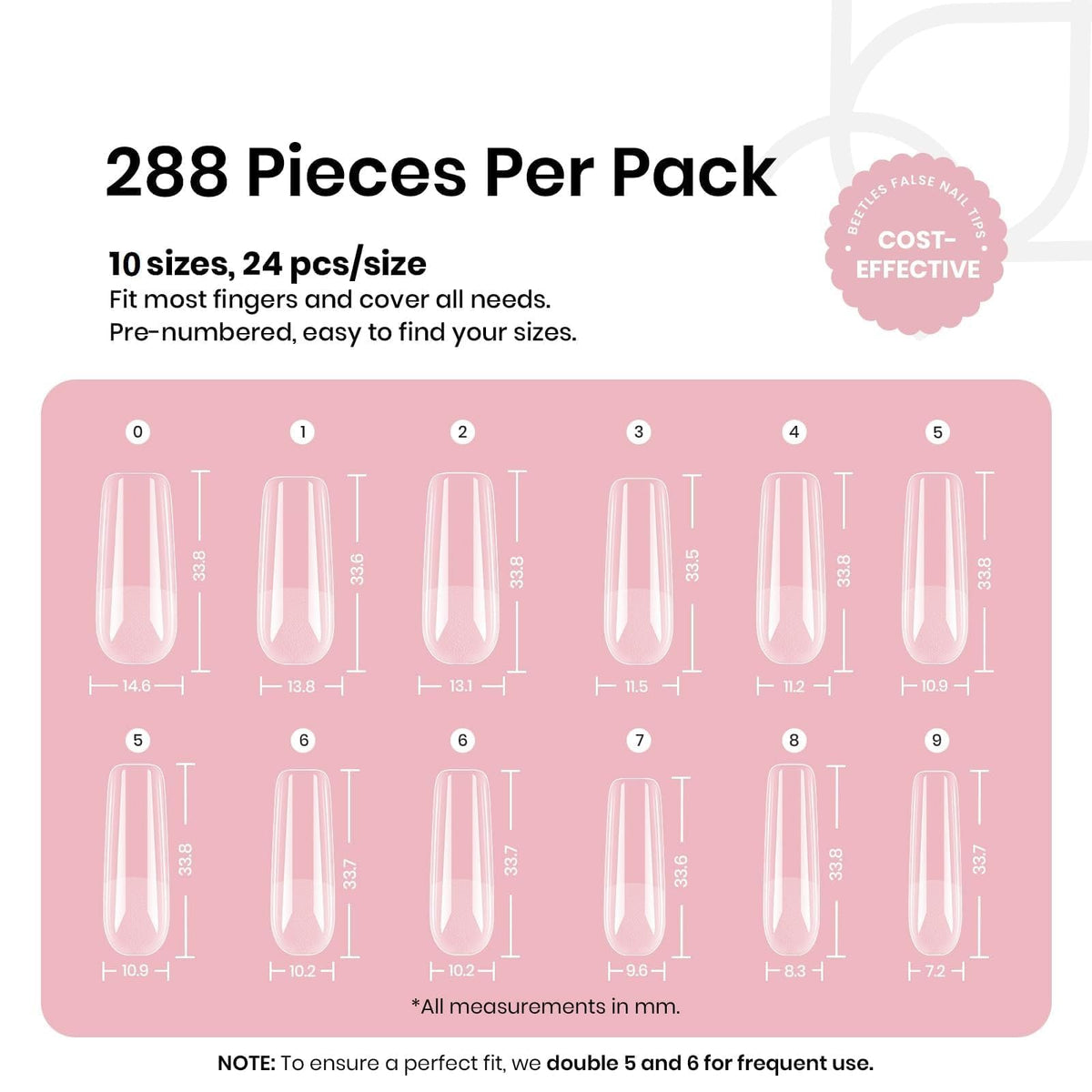 beetles Gel Nail Tips Long Square assorted sizes