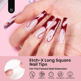 beetles Gel Nail Tips Long Square half matte finish