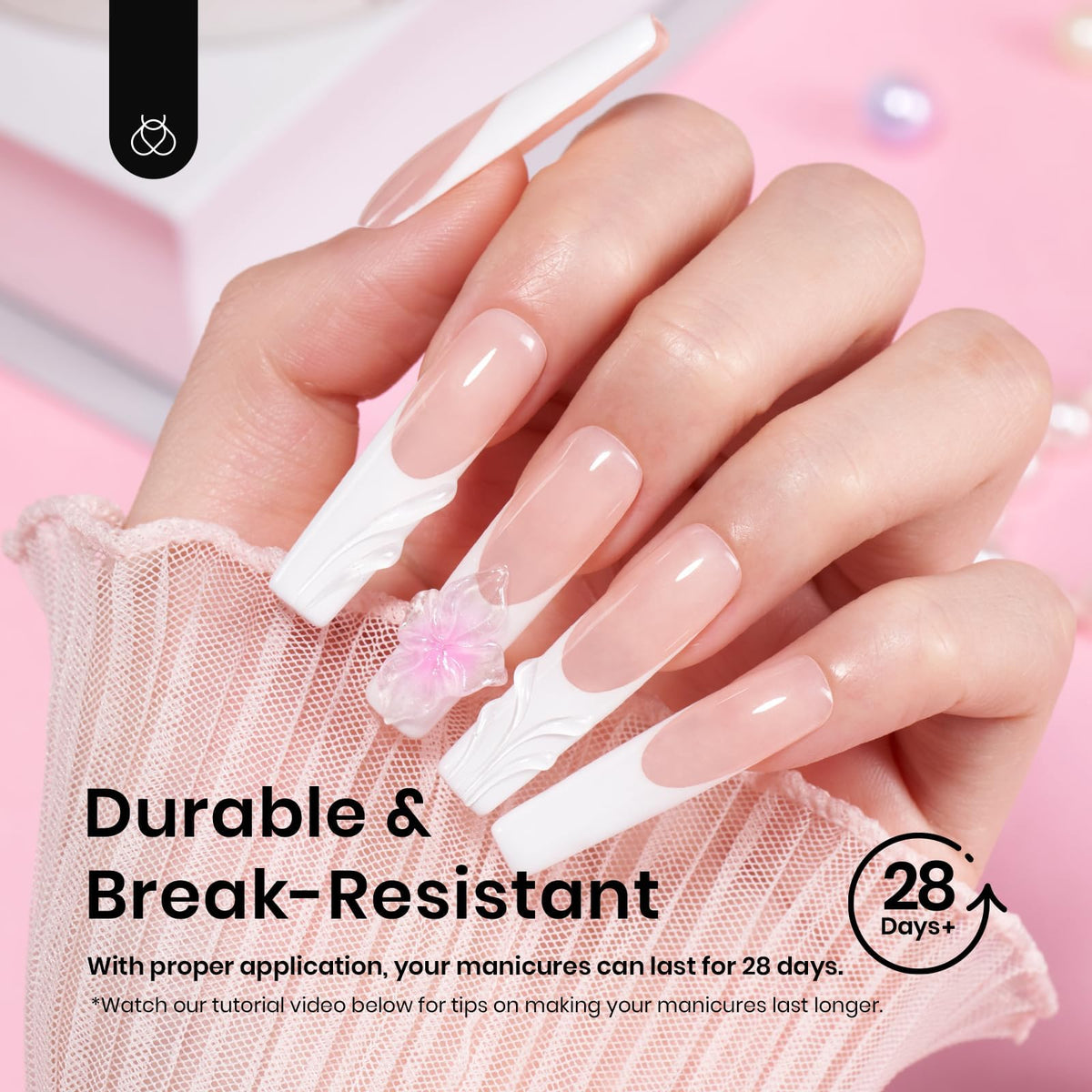 beetles Gel Nail Tips Long Square tips with glue