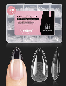 beetles Gel Nail Tips Medium Almond Etch X 288 PCS front view