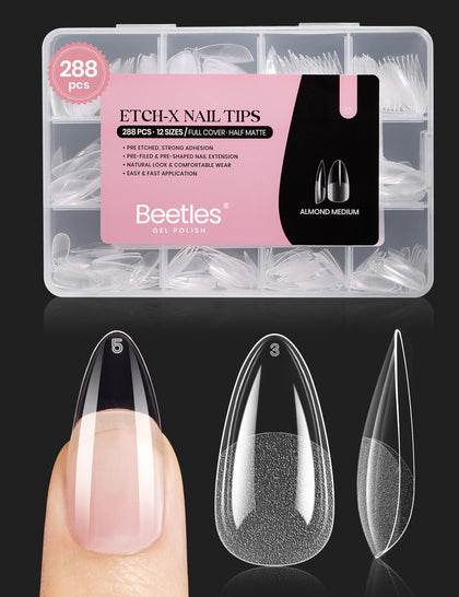 beetles Gel Nail Tips Medium Almond Etch X 288 PCS front view