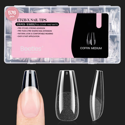 beetles Gel Nail Tips Medium Coffin 576PCS front view