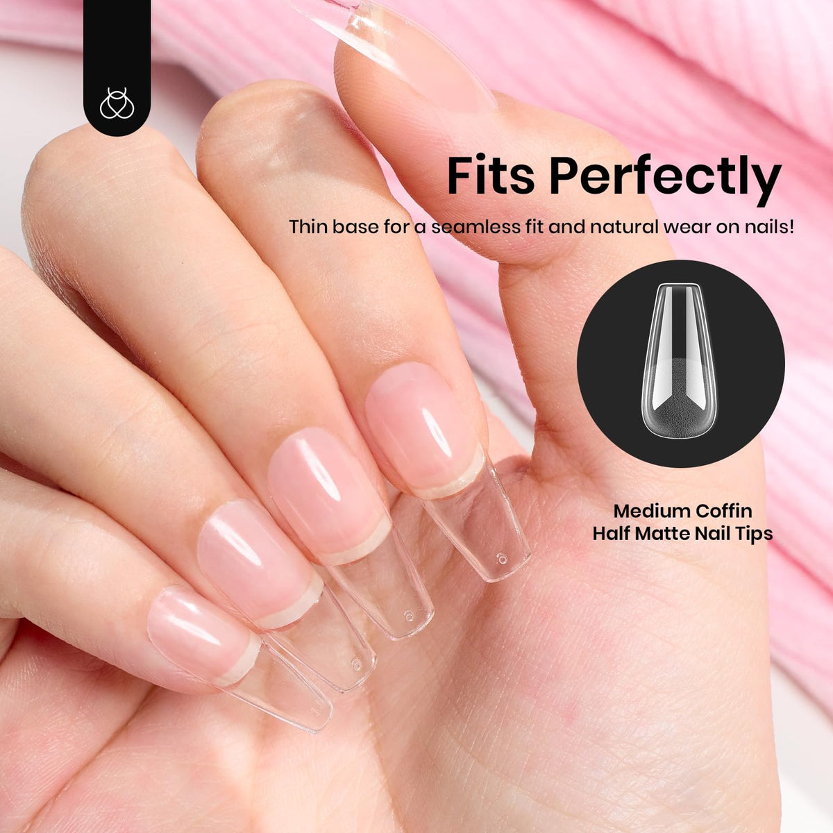 beetles Gel Nail Tips Medium Coffin showing thickness comparison
