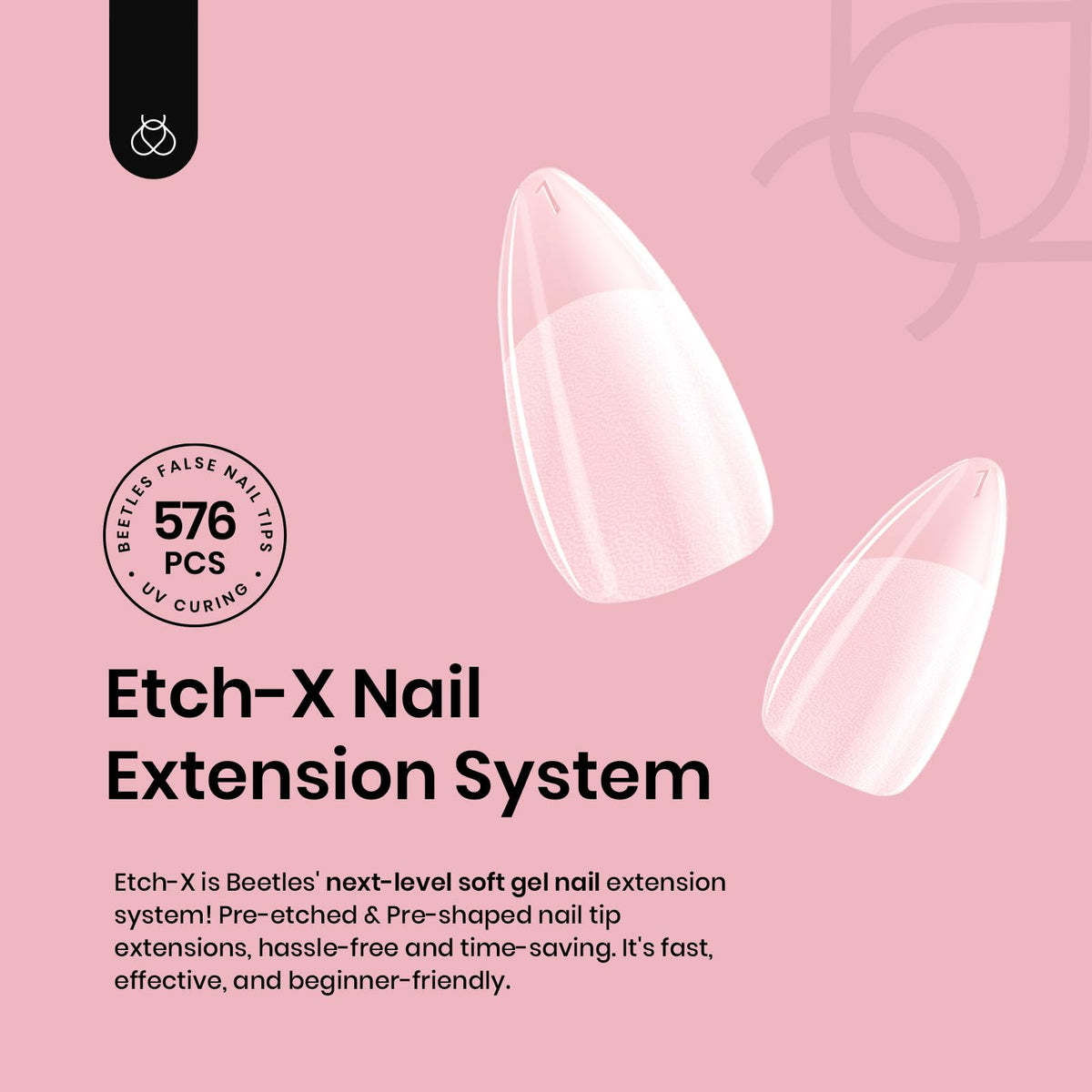 beetles Gel Nail Tips Short Almond side view