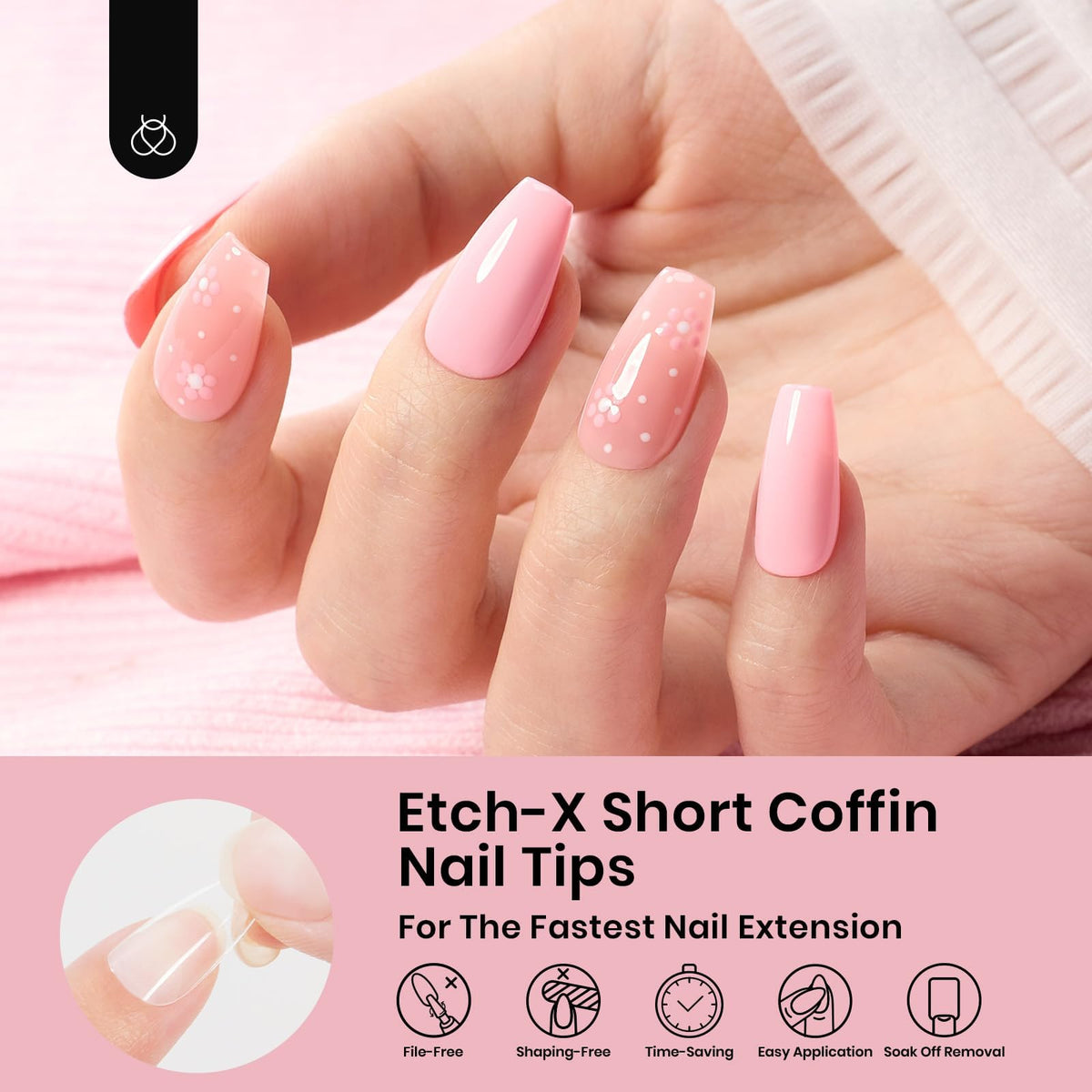beetles Gel Nail Tips Short Coffin 576 PCS application process