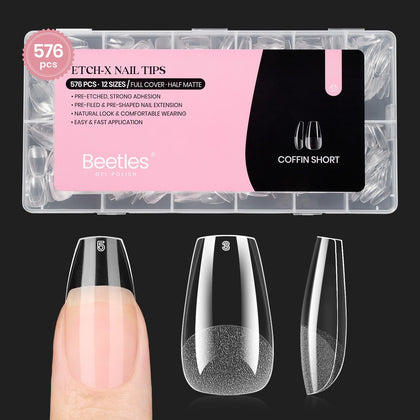 beetles Gel Nail Tips Short Coffin 576 PCS front view