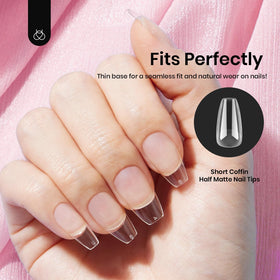 beetles Gel Nail Tips Short Coffin 576 PCS in use