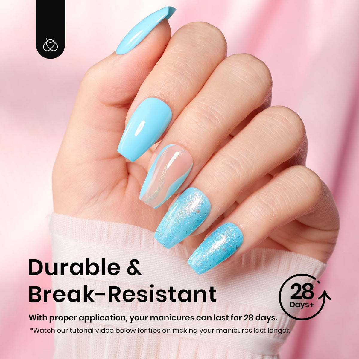 beetles Gel Nail Tips Short Coffin 576 PCS on display