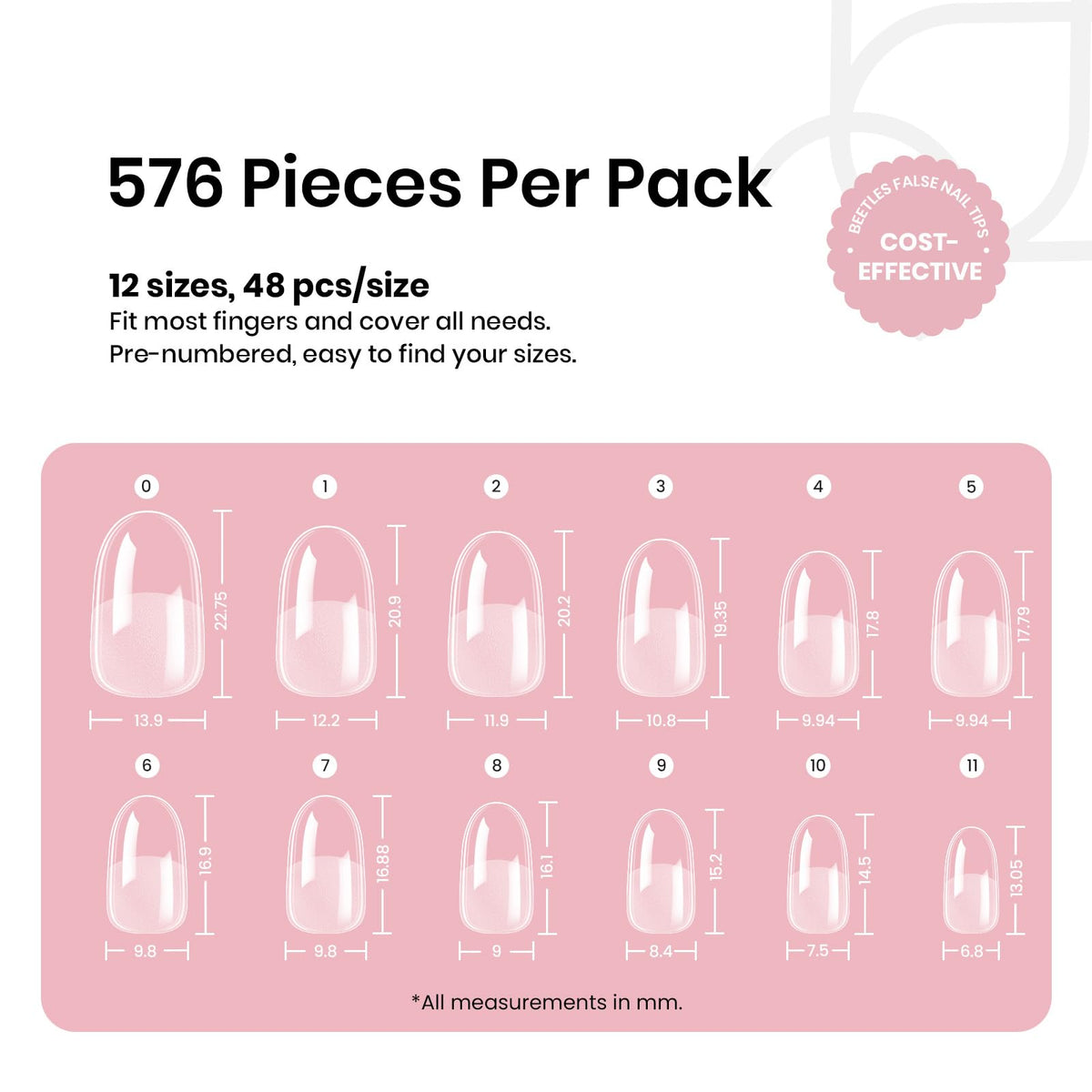beetles Gel Nail Tips Short Oval 576Pcs half matte finish close-up