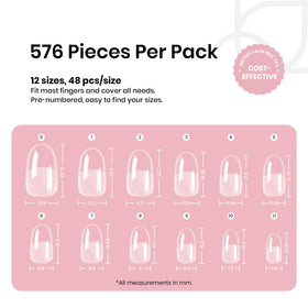 beetles Gel Nail Tips Short Oval 576Pcs half matte finish close-up