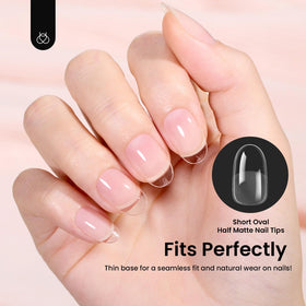 beetles Gel Nail Tips Short Oval 576Pcs in use on nails
