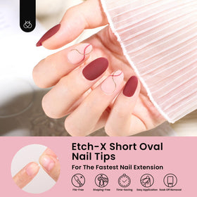 beetles Gel Nail Tips Short Oval 576Pcs with clear size markings