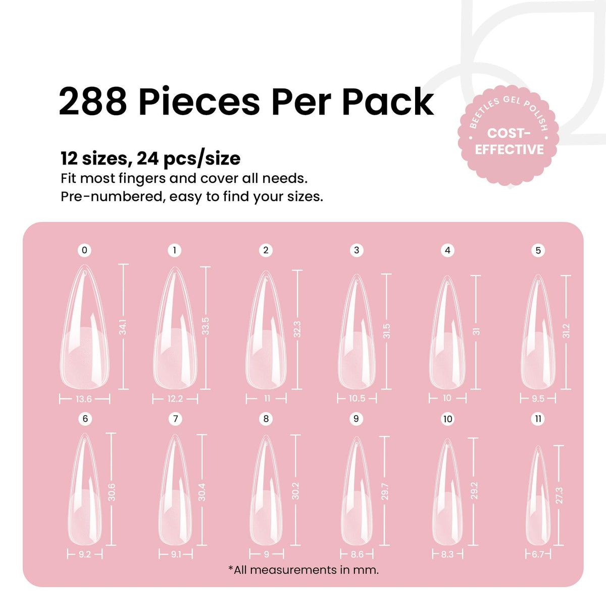 beetles Gel Nail Tips Stiletto Medium 12 sizes selection