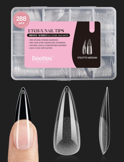 beetles Gel Nail Tips Stiletto Medium 288Pcs front view
