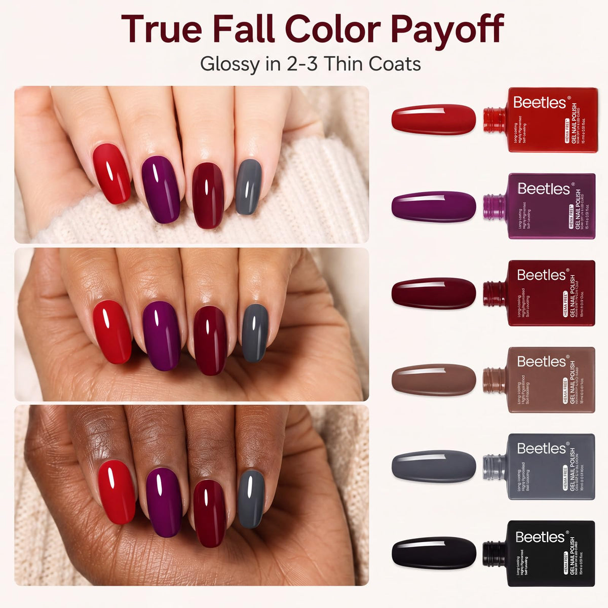 beetles Gel Polish 15ml deep purple bottle close-up