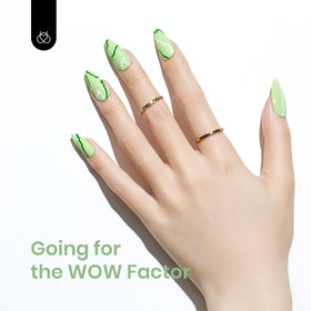 beetles Gel Polish 15ML green gel nail polish Spring Buds on a nail stand