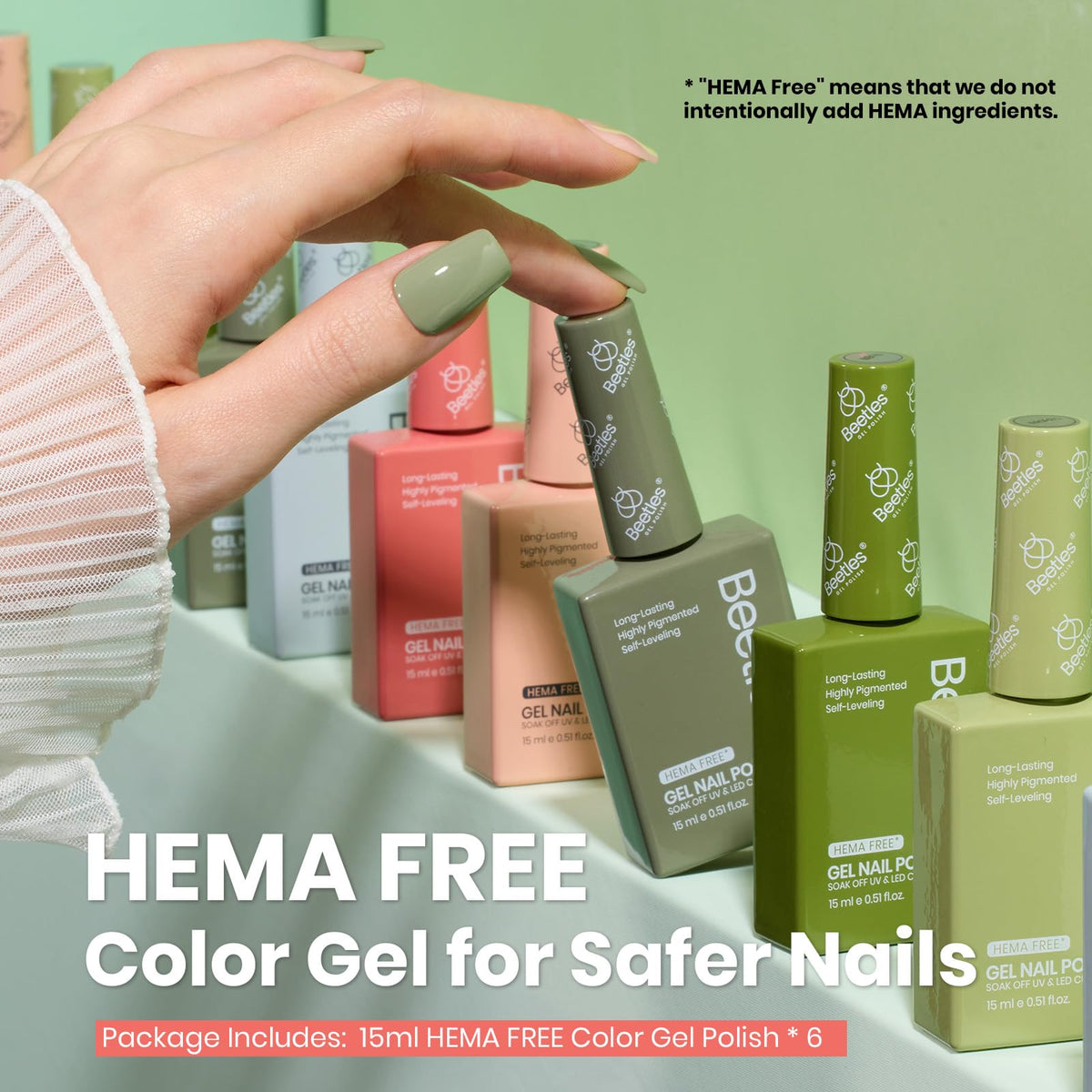 beetles Gel Polish 15ml HEMA-free green shades