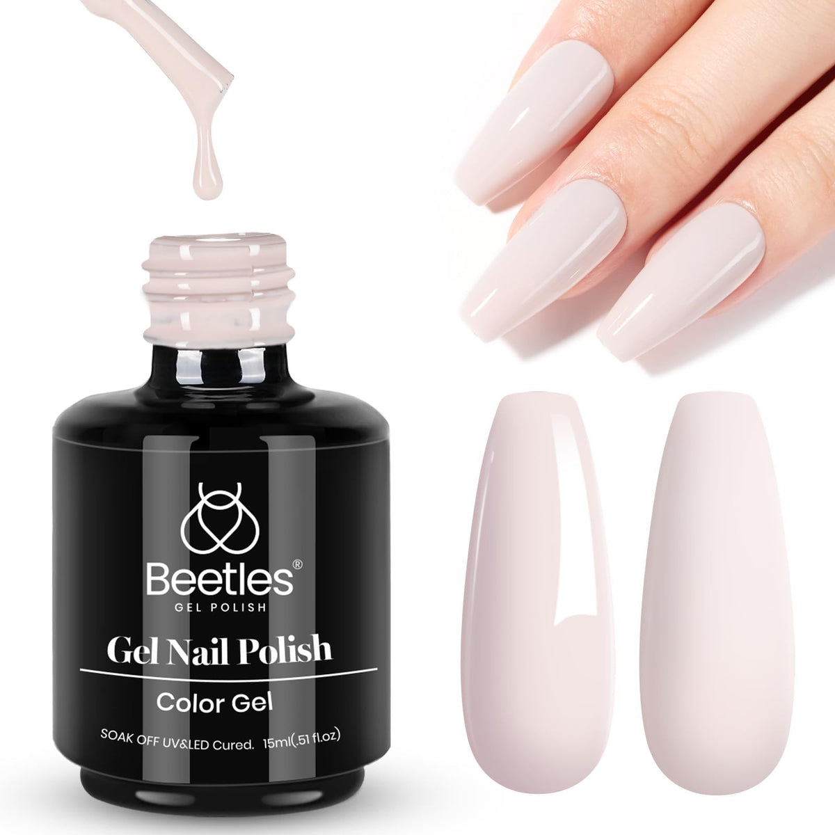 beetles Gel Polish 15ML stone beige gel polish swatch on nails