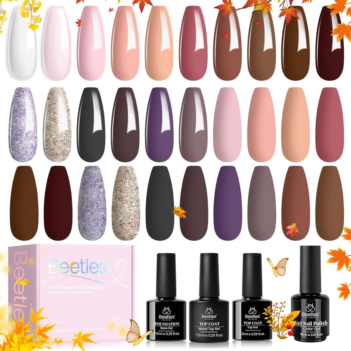 beetles Gel Polish 16 Colors set in a gift box