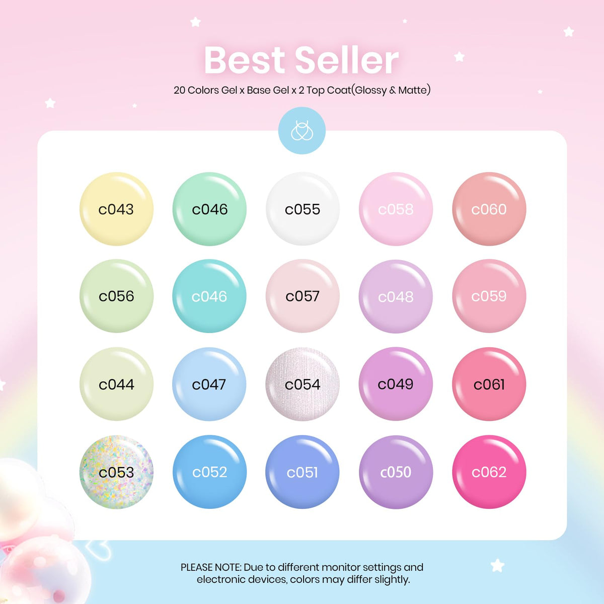 beetles Gel Polish 20 pastel shades displayed