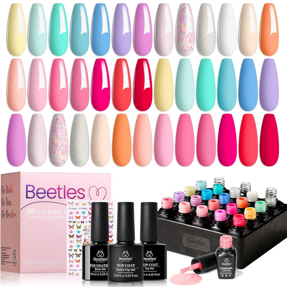 beetles Gel Polish 23-Piece Pastel Nail Kit with various gel colours
