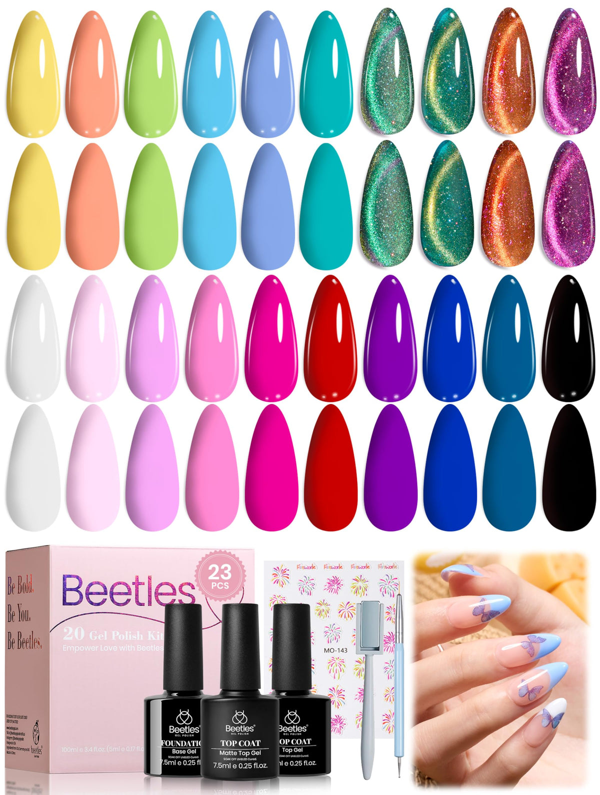 beetles Gel Polish 23PCS Cat Eye Gel Nail Polish Set front view