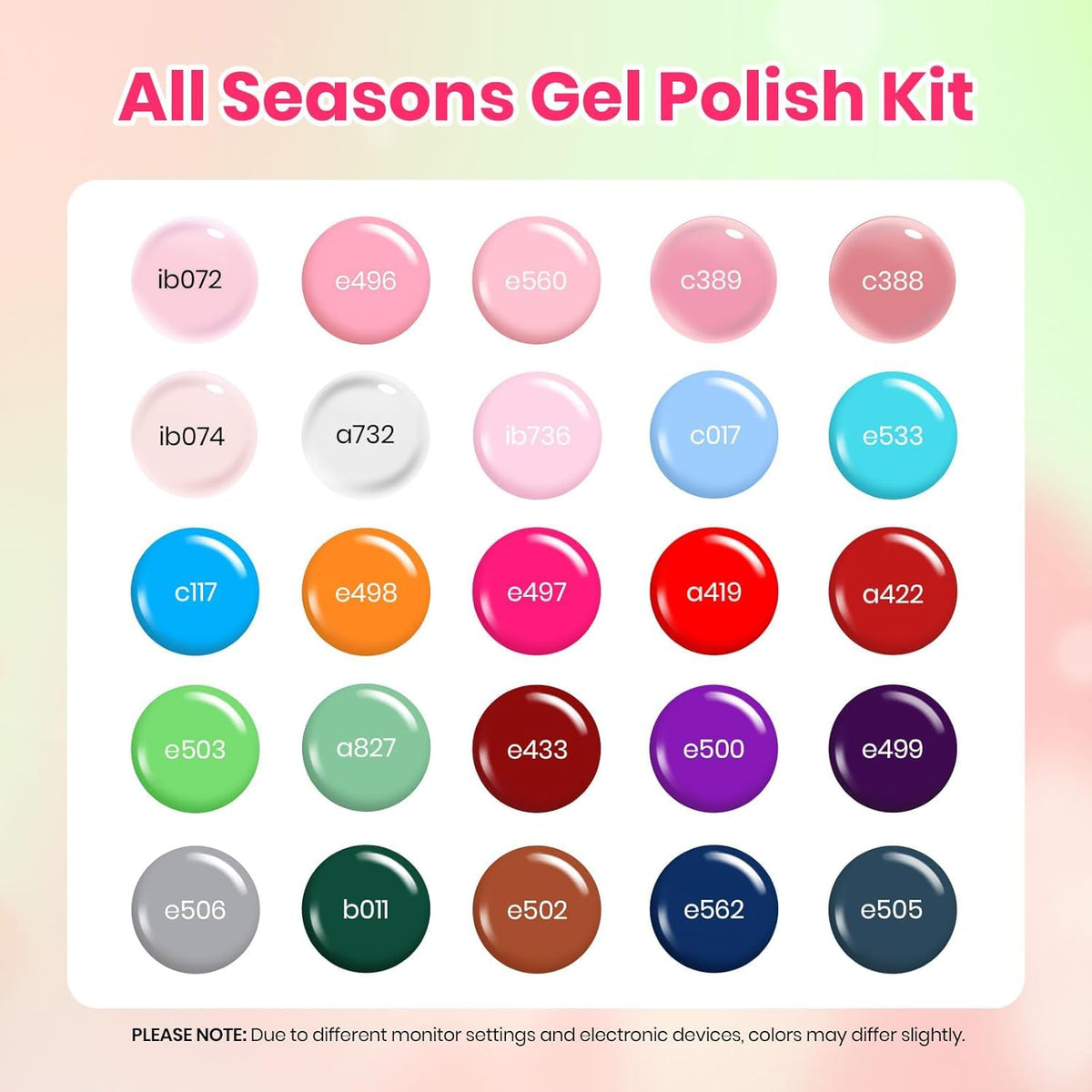 beetles Gel Polish 25 vibrant gel polish bottles arranged