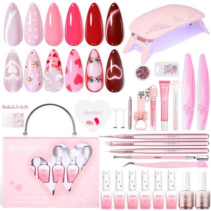 beetles Gel Polish 30 Pcs Cat Eye Gel Nail Polish Kit with UV lamp