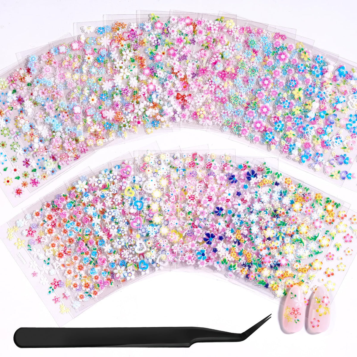 beetles Gel Polish 30 sheets of 3D flower nail stickers front view