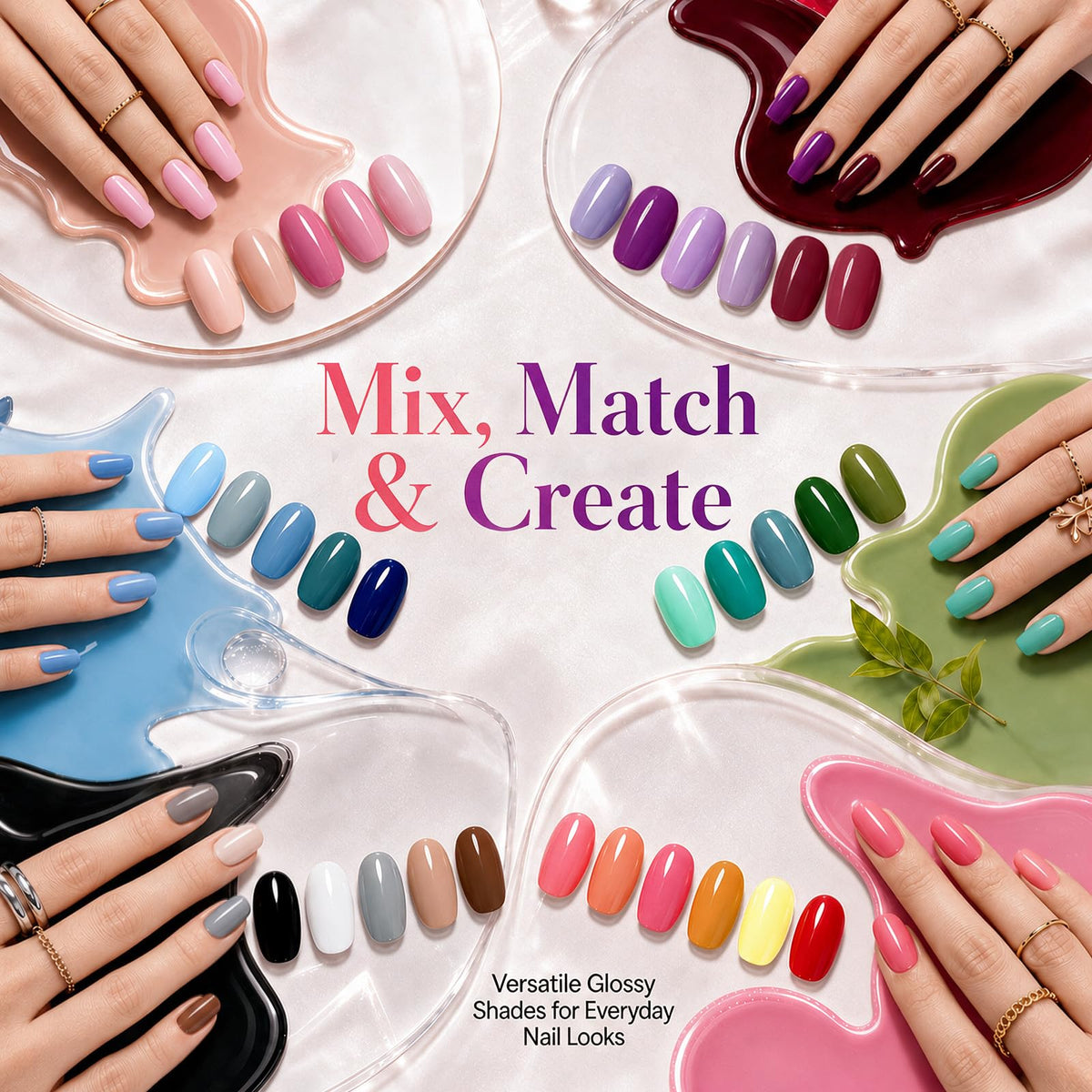beetles Gel Polish 32 Colors Fall Set with base coat and glitter top coat
