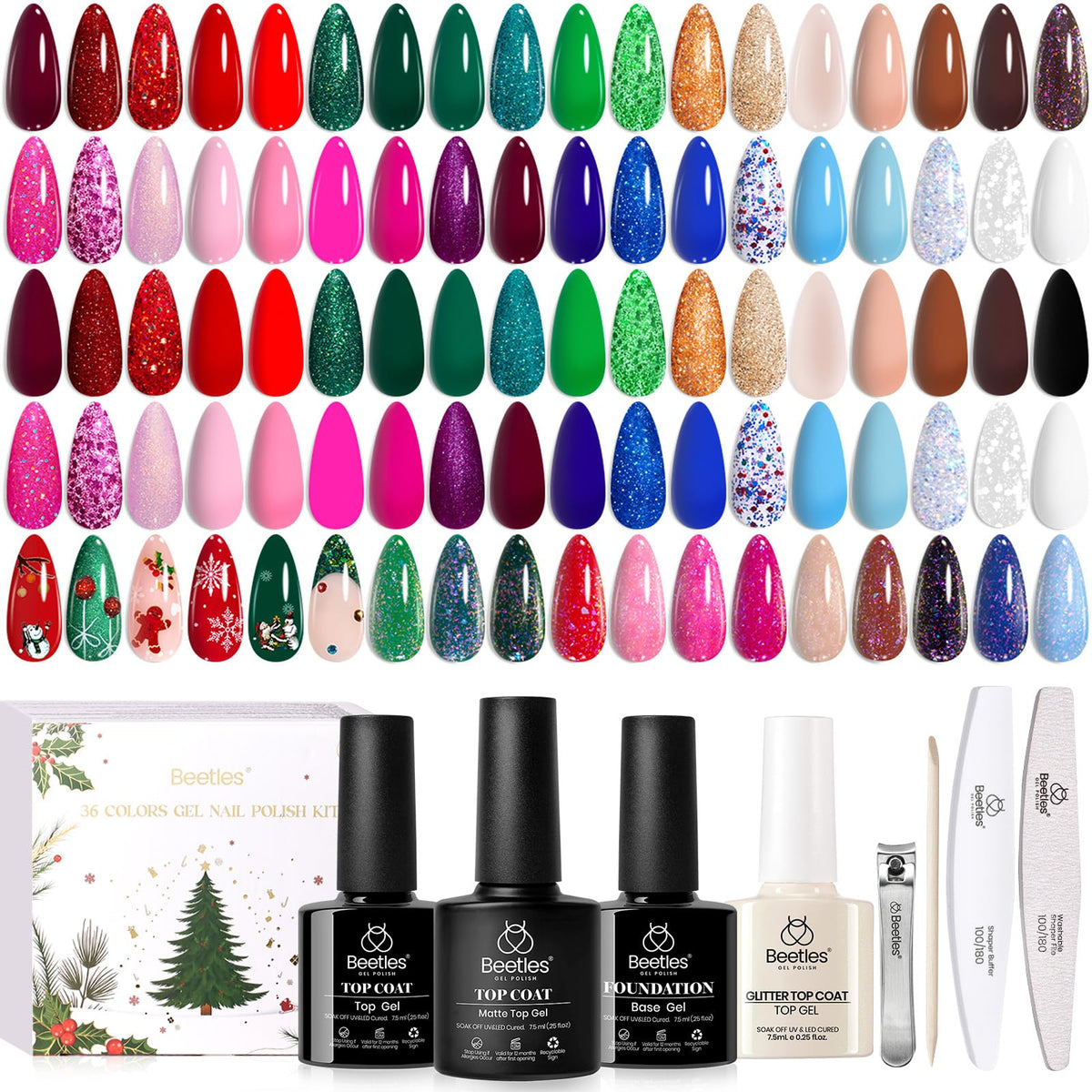 beetles Gel Polish 36-color glitter gel nail polish set front view